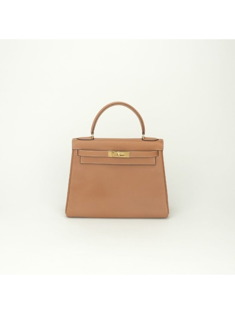 Hermes Kelly 28 Tote Courchevel Gold Brown Handbag Retourne